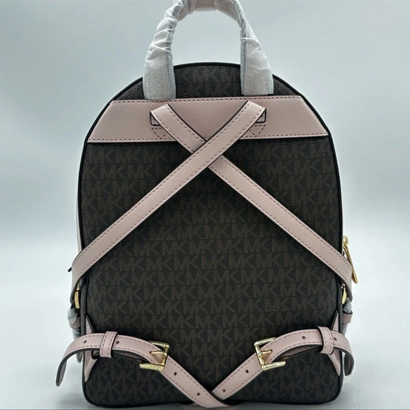 Michael Kors Medium Jaycee Zip Packet Backpack Brown/Light Pink - Picture 5 of 14